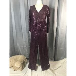 Vintage Oscar de la Renta Plum Sequined 2pc Pant Set. Sz 12
